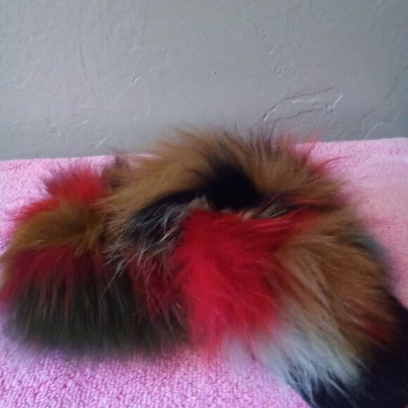 Fox fur colorful jacket and Matching Gloves - Picture 8 of 8